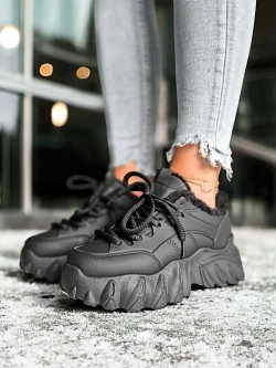 Damskie buty sportowe ocieplane czarne TL366