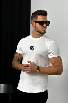 T-Shirt męski BG Signature | biały - czarny