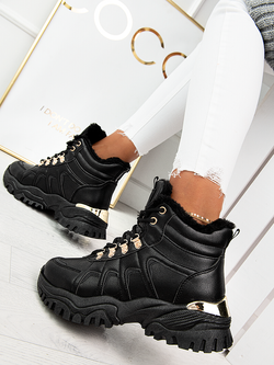 Damskie ocieplane buty sportowe czarne HF218C