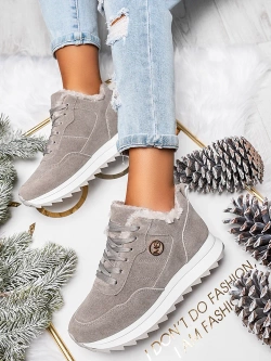 Damskie szare ocieplane buty sportowe TL233-26