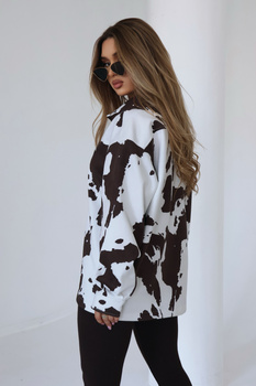 Koszula damska BG Muu | biały-czekolada