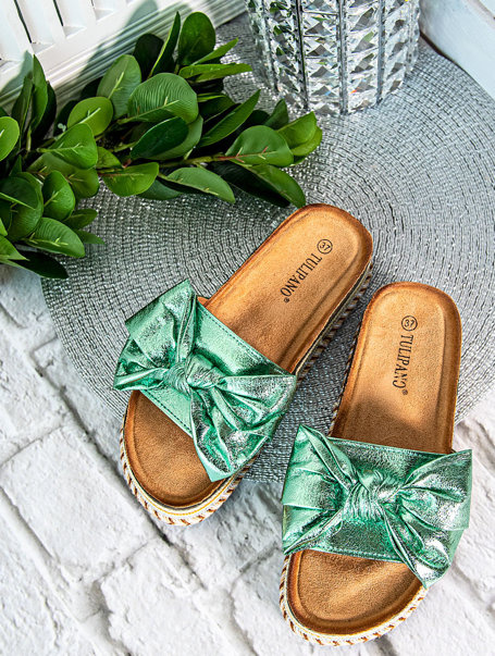 Damskie klapki zielone P5113Z