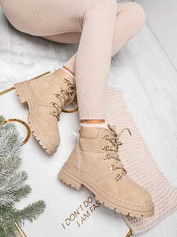 Damskie ocieplane beżowe trapery TL228-8