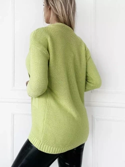 Damski krótki kardigan limonkowy 6851LIM