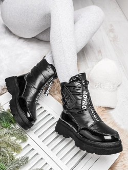 Damskie śniegowce czarne z suwakiem z przodu YSX108