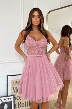 KRÓTKA TIULOWA SUKIENKA NA RAMIĄCZKACH