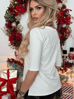 BLUZKA DAMSKA ŚWIĄTECZNA BIAŁA 30/18S-02