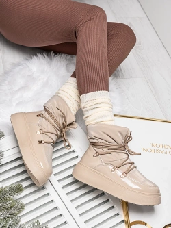 Damskie śniegowce ciemnobeżowe HY855-63