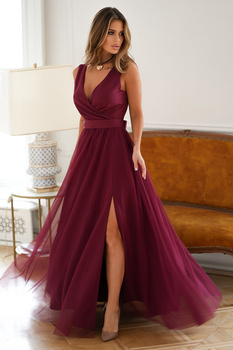 DŁUGA SUKIENKA Z ROZCIĘCIEM NA NODZE BORDOWA