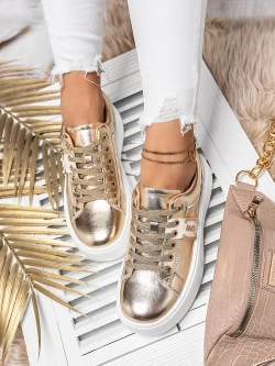 Damskie buty sportowe złote na platformie Y121-17