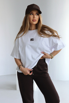 T-Shirt damski BG Ocean | biały-gorzka czekolada