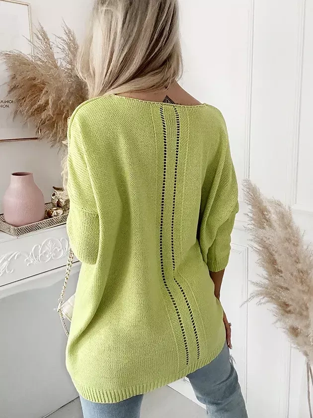 Damski długi sweter oversize limonkowy 5712LIM