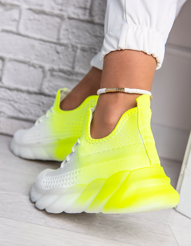 Damskie buty sportowe białe/zielony neon A2100BZ