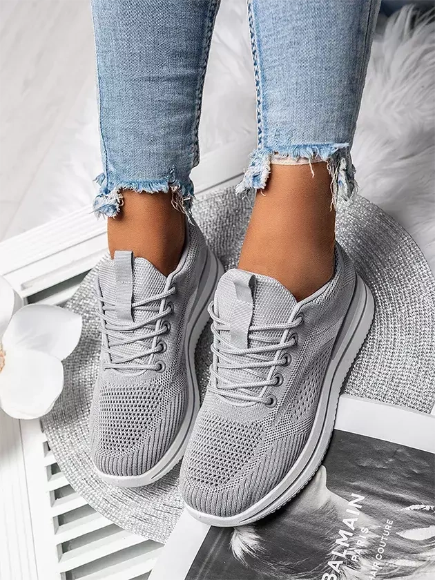 Damskie buty sportowe szare na platformie JHY261-33