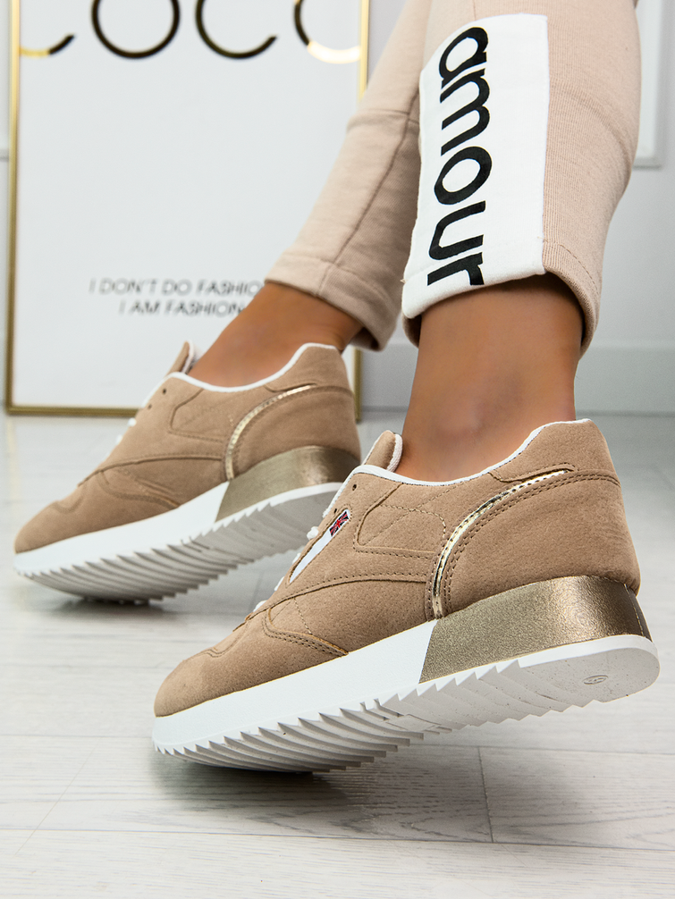 Damskie sneakersy camelowe BK938-63BE